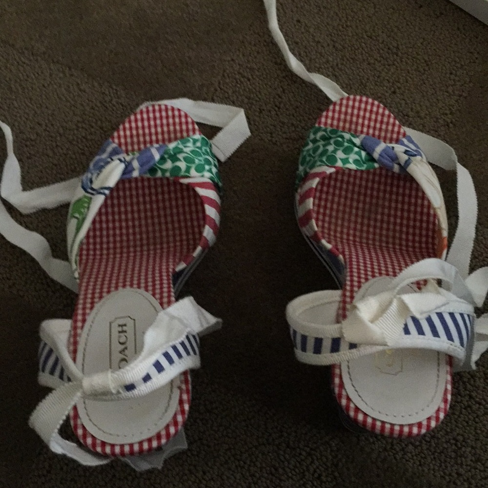 Coach lace up wedges